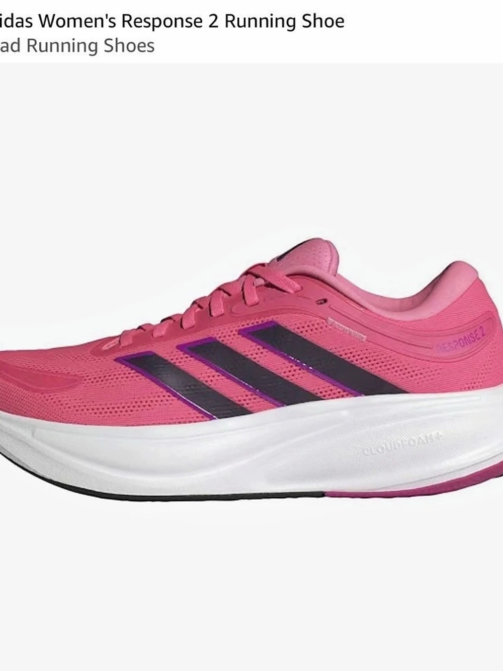 adidas Response 2 Running Shoes Women's Pink & White Running Shoes